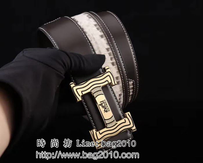 愛馬仕HERMES 精品五金扣頭 專櫃特色logo 2020新品 高端男士皮帶 HHG1861